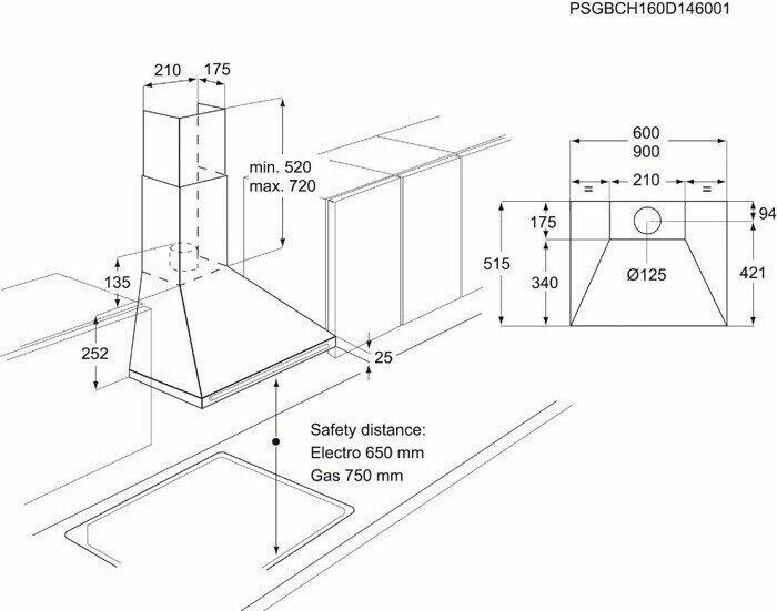 Каминная вытяжка Electrolux EFC 60441 OR Каминная вытяжка Electrolux EFC 60441 OR