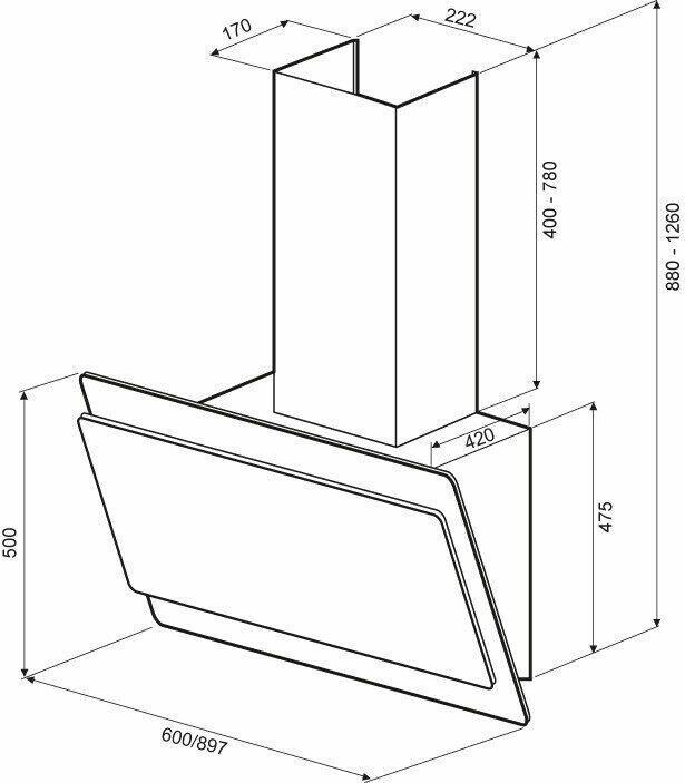 Каминная вытяжка Kronasteel Angelica 600 Sensor Каминная вытяжка Kronasteel Angelica 600 Sensor