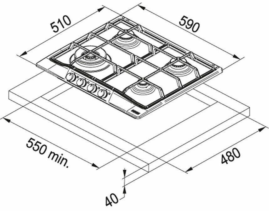 Газовая варочная панель Franke FHTL 604 3G TC PW C