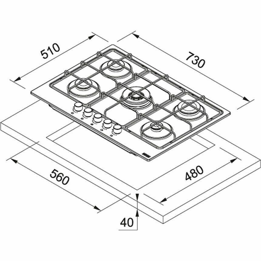 Газовая варочная панель Franke FHSM 755 4G DC OA E Газовая варочная панель Franke FHSM 755 4G DC OA E