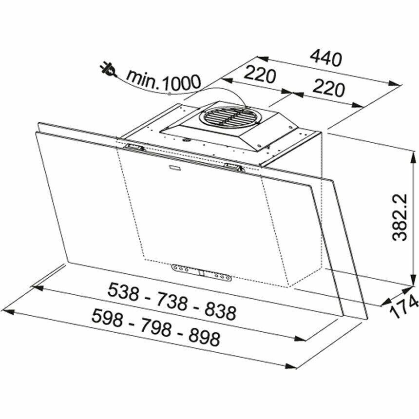 Каминная вытяжка Franke FMA 2.0 907 BK/GR 330.0550.071