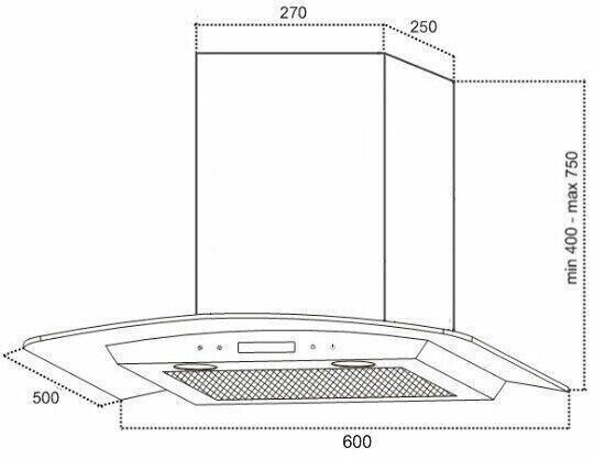 Каминная вытяжка Germes Alt Sensor LED 60