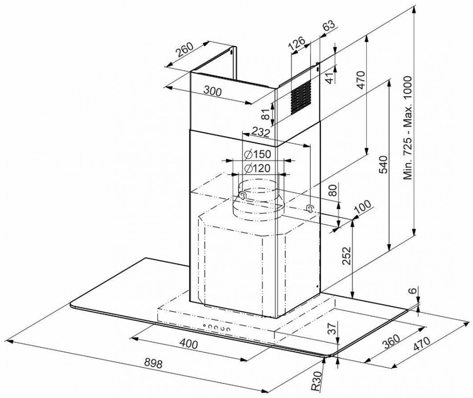 Каминная вытяжка Smeg KFV92D