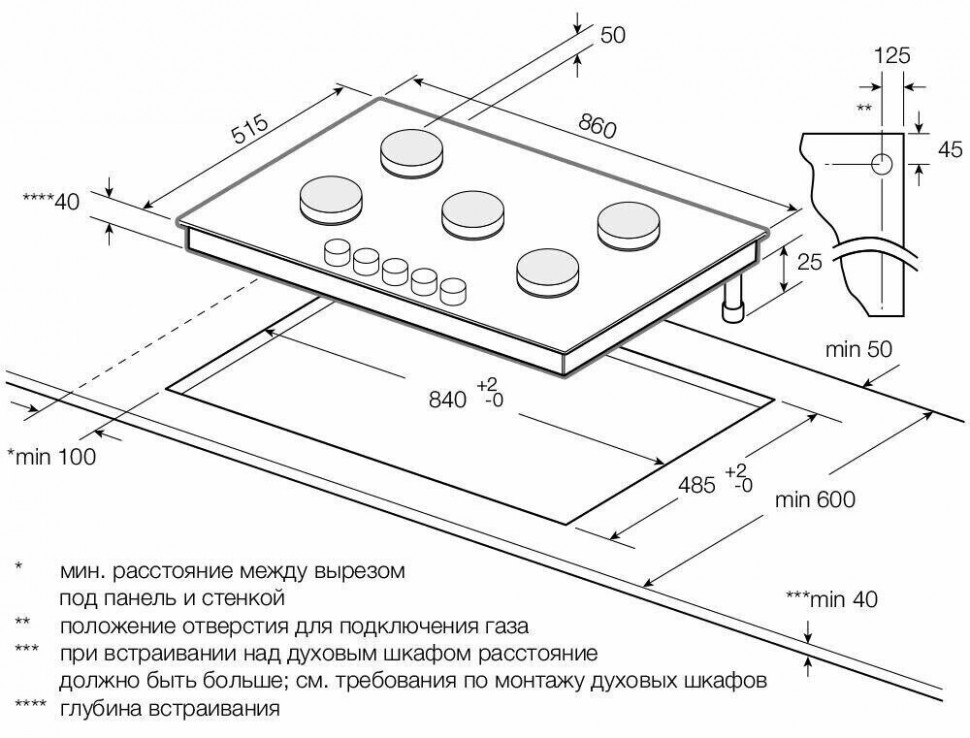 Газовая варочная панель GRAUDE GS 90.1 E