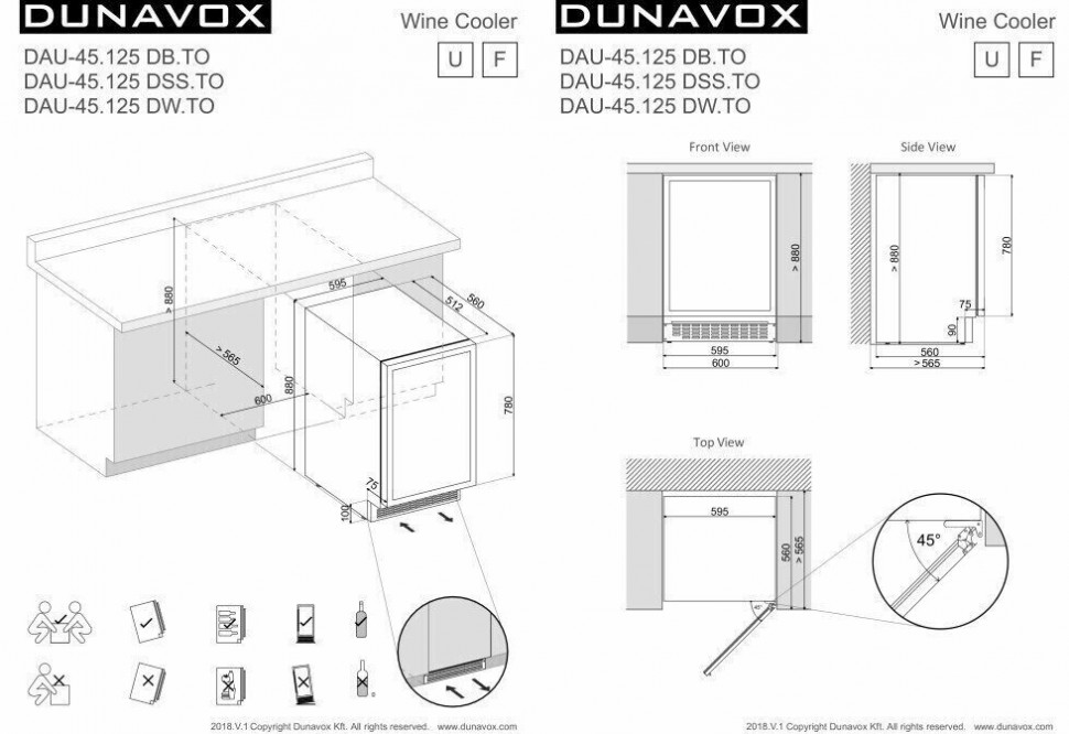 Винный шкаф Dunavox DAU-45.125DSS.TO Винный шкаф Dunavox DAU-45.125DSS.TO
