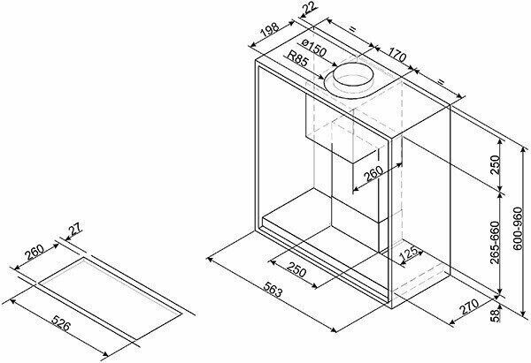 Встраиваемая вытяжка Smeg KSGT56B Встраиваемая вытяжка Smeg KSGT56B