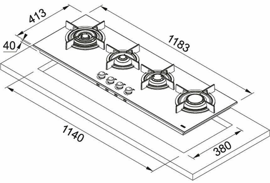 Газовая варочная панель Franke FHCR 1204 3G TC HE XA C