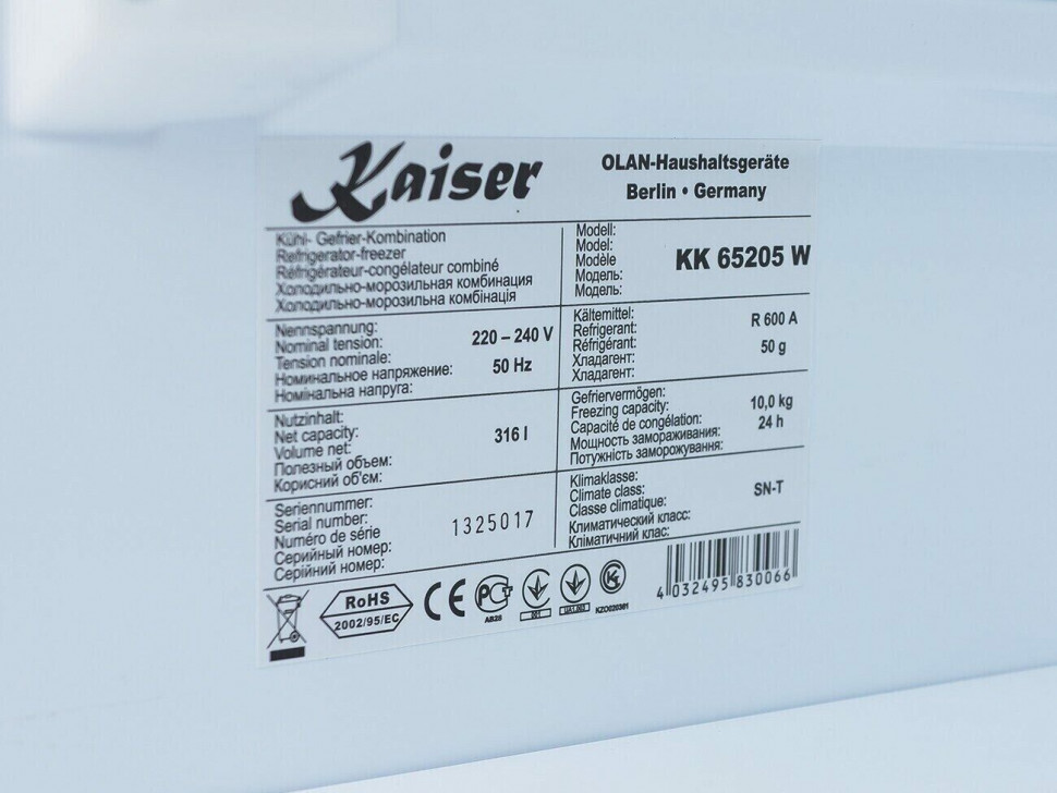 Холодильник Kaiser KK 65205 W