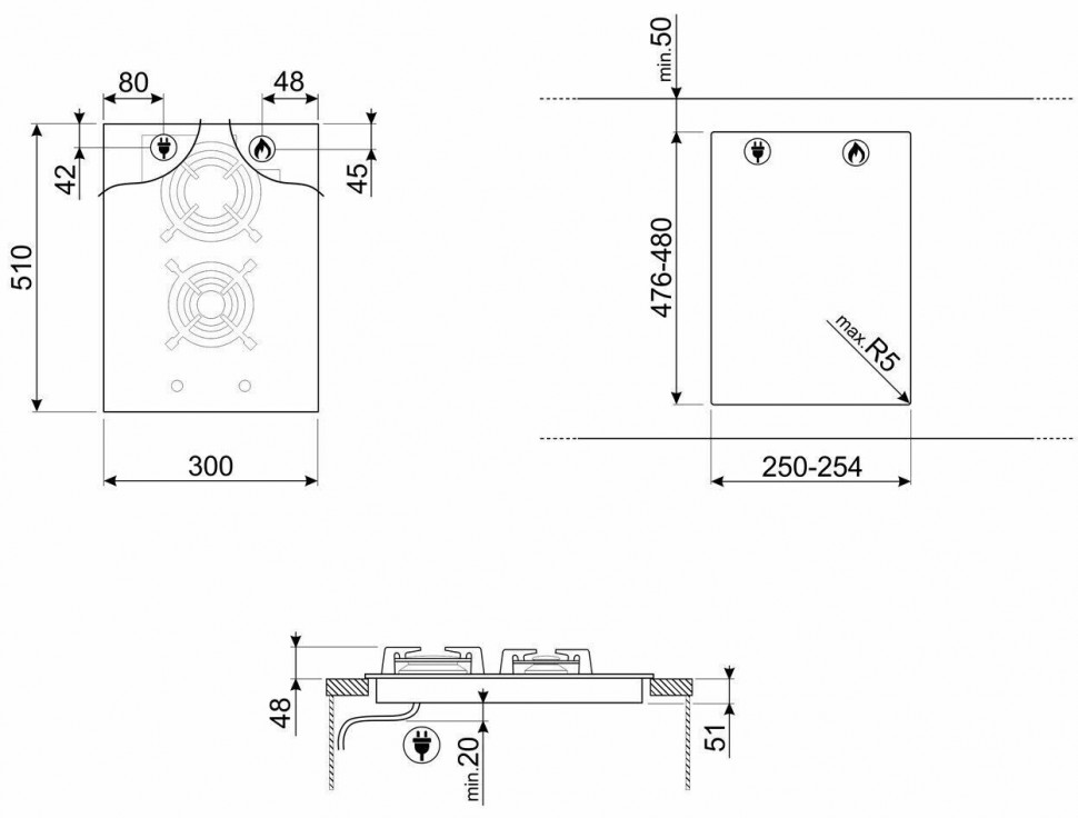 Газовая варочная панель Smeg PV332CN