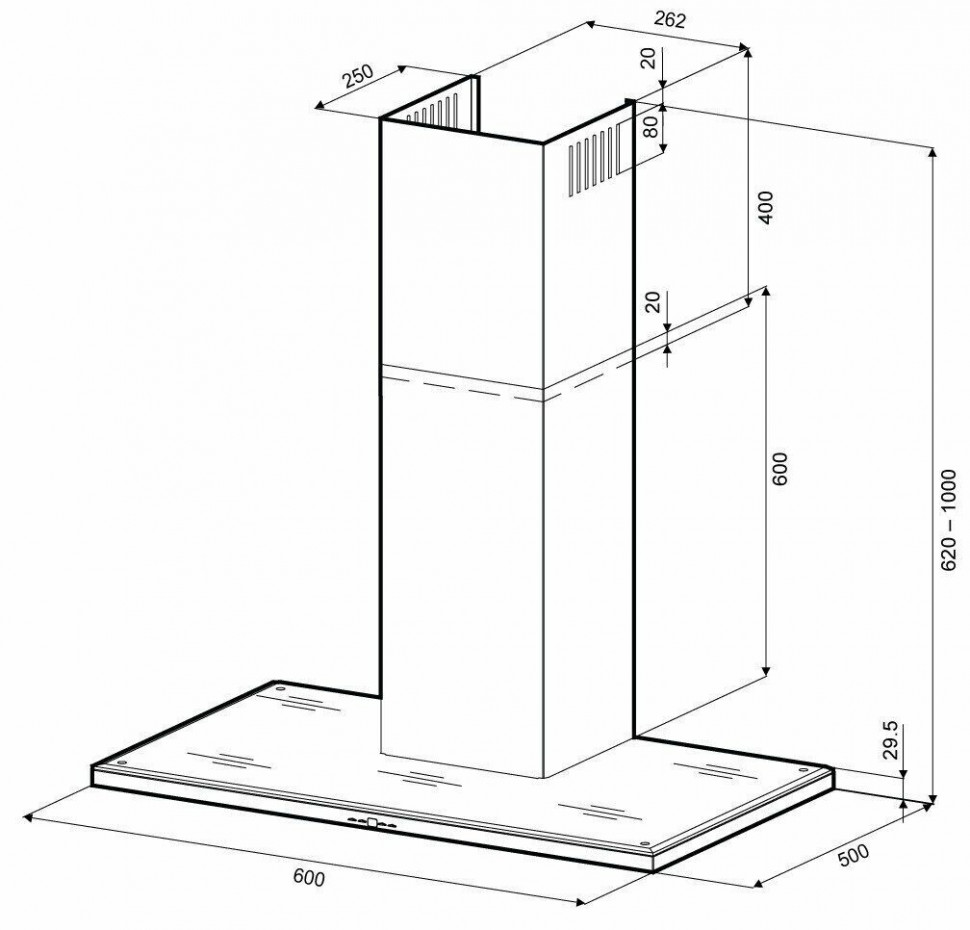 Каминная вытяжка Kronasteel Mara Slim 600 Glass 5P Каминная вытяжка Kronasteel Mara Slim 600 Glass 5P