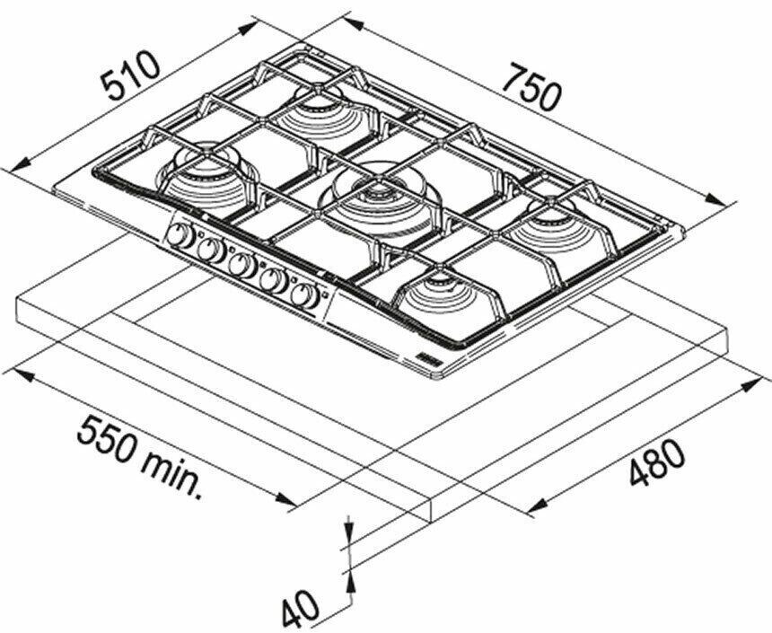 Газовая варочная панель Franke FHTL 755 4G TC PW C