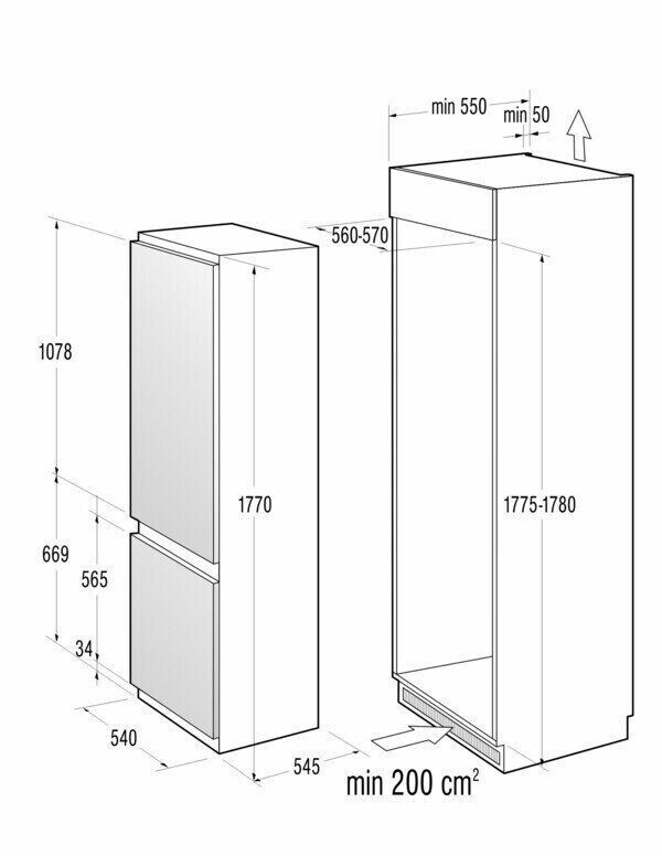 Встраиваемый холодильник Gorenje GSC 27178 F